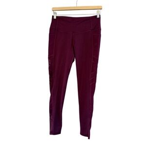 Women's Victoria Sport Burgandy Mesh Paneled Sides Ankle Length Leggings Size M‎